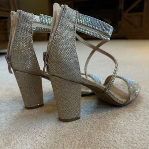 Chunky 3” Champagne Strappy Women's Heels